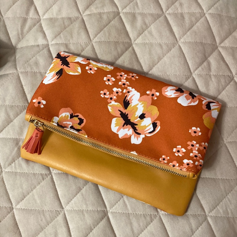 Orange and yellow floral clutch